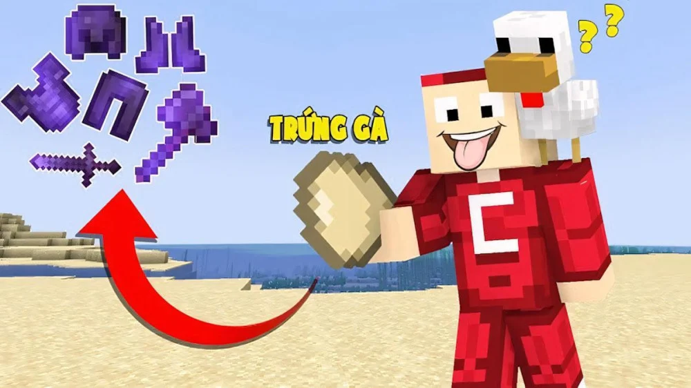 Minecraft trứng dùng prank dispenser tạo gà